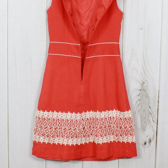 Alexandra Bartlett Orange Crochet Trim A Line Vintage Style Dress Size 4 - Picture 8 of 11
